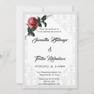 Stacheldraht-Damaskus-Rose-Gotische-Hochzeit Einladung