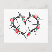 Stacheldraht, Herz und Rose Postkarte (Vorderseite)