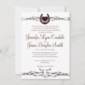 Stacheldraht-HufeisenWestern-Hochzeits-Einladung Einladung (Vorderseite)