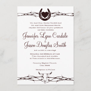 Stacheldraht-HufeisenWestern-Hochzeits-Einladung Einladung