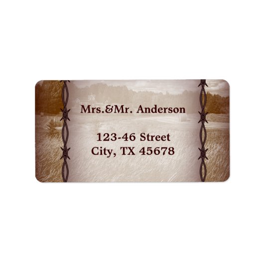 Stacheldraht Western Hochzeit Adressaufkleber (Vorne)