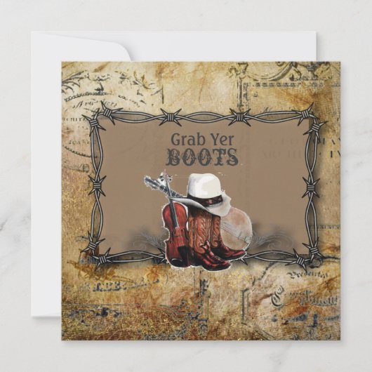 Stacheldraht Western Hochzeit Ankündigung (Vorderseite)