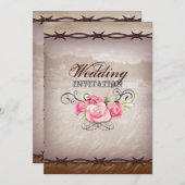 Stacheldraht Western Hochzeit Einladung (Vorne/Hinten)