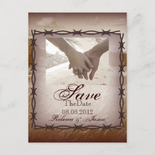 Stacheldraht Western Hochzeit Save the Date Ankündigungspostkarte