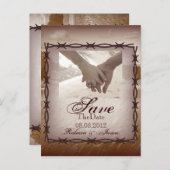 Stacheldraht Western Hochzeit Save the Date Ankündigungspostkarte (Vorne/Hinten)