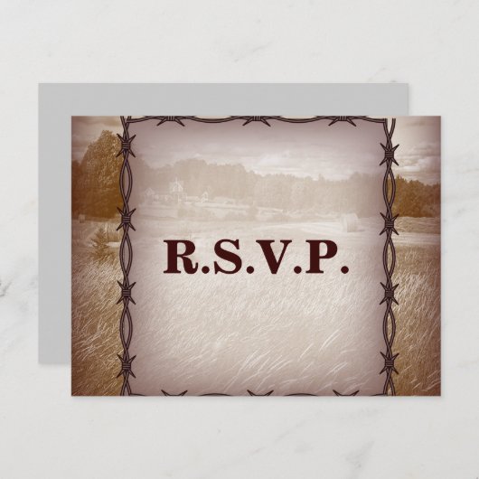 Stacheldraht Western Hochzeitsreaktion UAWG Einladungspostkarte (Vorne/Hinten)