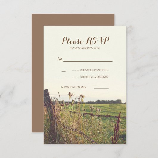 Stacheldrahtzaun für Hochzeitskarten RSVP Karte (Vorne/Hinten)