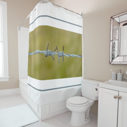 Stacheldrahtzaun - mit weiß - duschvorhang (Beispiel)