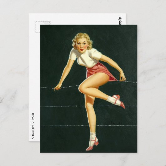 Stacheldrahtzaun PinUp Postkarte (Vorne/Hinten)
