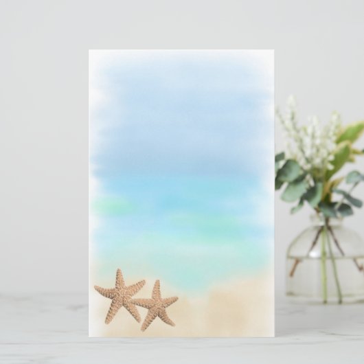 Stachelfisch auf dem Schreibtisch am Strand Briefpapier (Stehend Vorderseite)