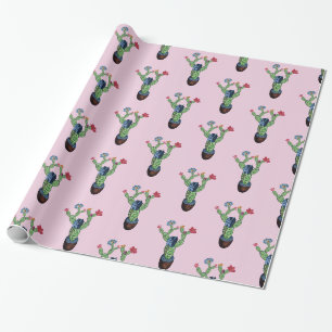 Stacheliger Kaktus mit Blumen Geschenkpapier