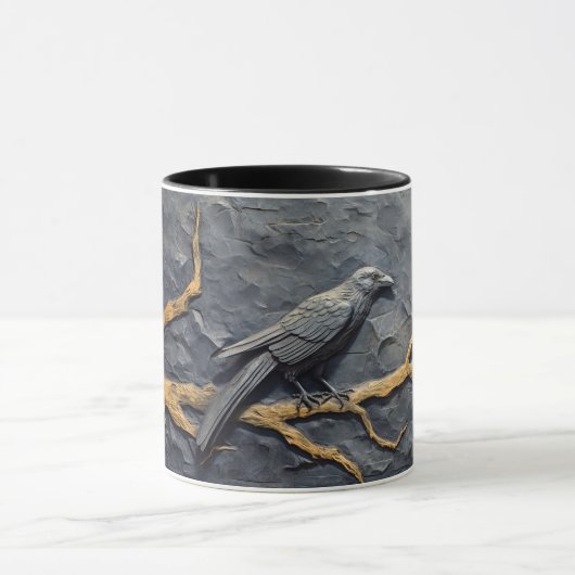 Stachelraven in Basrelief auf Tonschiefer Tasse (Zentrum)