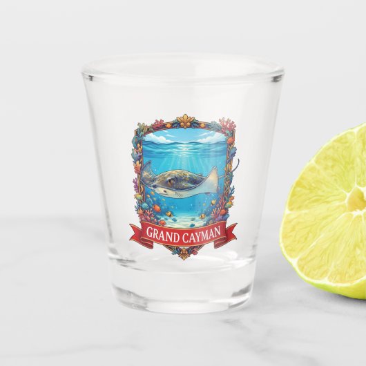 Stachelrochen in Grand Cayman Reise Schnapsglas (Vorderseite)