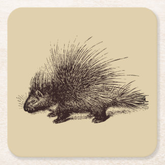 Stachelschwein Vintage-Illustration Rechteckiger Pappuntersetzer