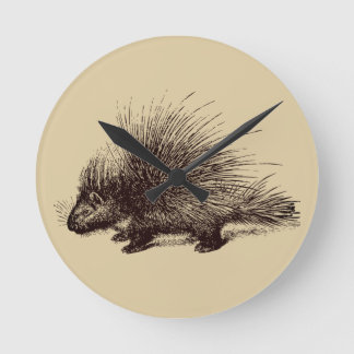 Stachelschwein Vintage-Illustration Runde Wanduhr