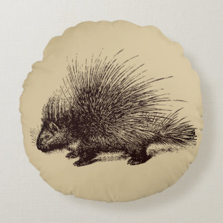 Stachelschwein Vintage-Illustration Rundes Kissen