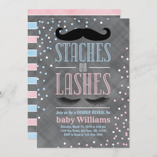 Staches oder Lashes Einladung (Vorne/Hinten)