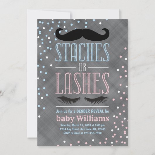 Staches oder Lashes Einladung (Vorderseite)