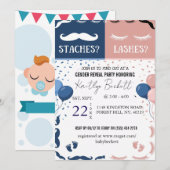 Staches oder Lashes Geschlecht Enthüllung Einladun Einladung (Vorne/Hinten)