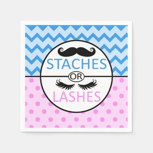Staches oder Lashes Geschlecht zeigen Party-Servie Serviette (Vorderseite)