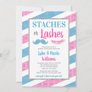 Staches oder Wimpern Geschlecht-Reveal-Party Baby- Einladung