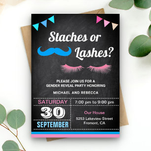 Staches oder Wimpern Geschlechtsenthüllungsfeier Einladung