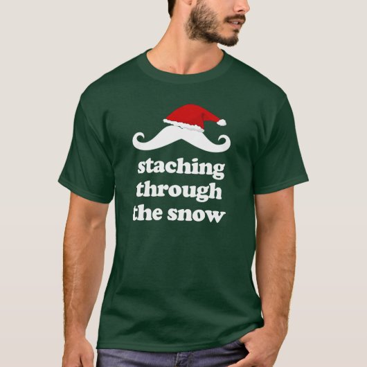 Staching durch das lustige mustach Weihnachten des T-Shirt (Vorderseite)