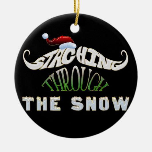 Staching durch den Schnee Keramikornament (Vorne)