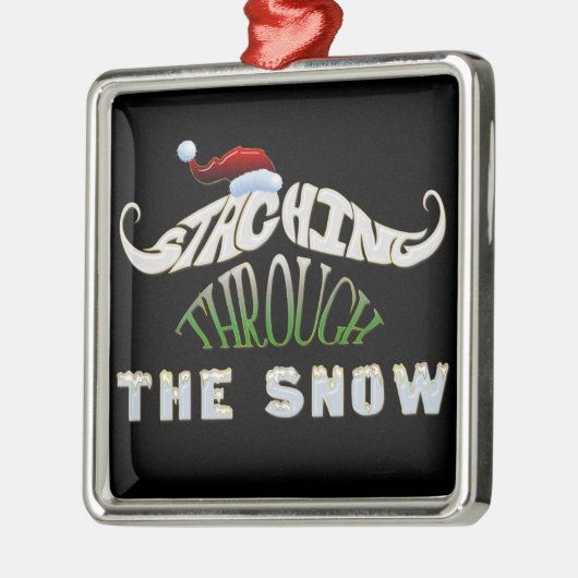 Staching durch den Schnee Silbernes Ornament (Links)