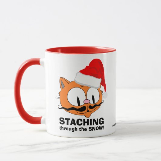 Staching Through the Snow! Mustache Spaß Cat Tasse (Links)