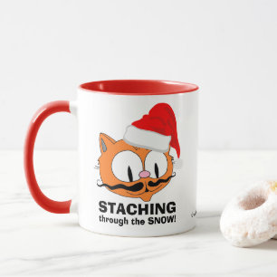 Staching Through the Snow! Mustache Spaß Tasse