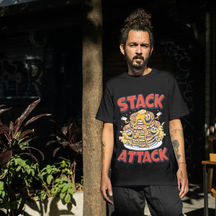 Stack Attack Pfannkuchen Retro Diner Frühstück T-Shirt