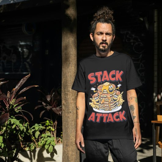Stack Attack Pfannkuchen Retro Diner Frühstück T-Shirt