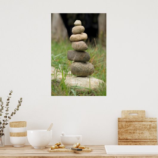 Stack der ausgewogenen Steine Poster (Küche)