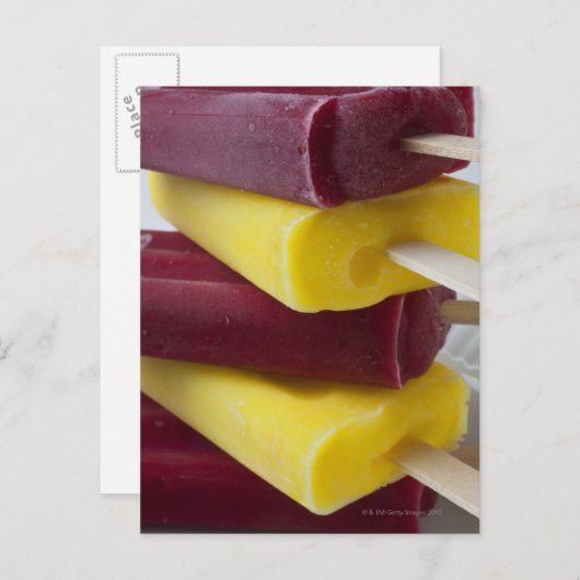 Stack gefrorener Pop, Eis auf einem Stock Postkarte (Vorne/Hinten)