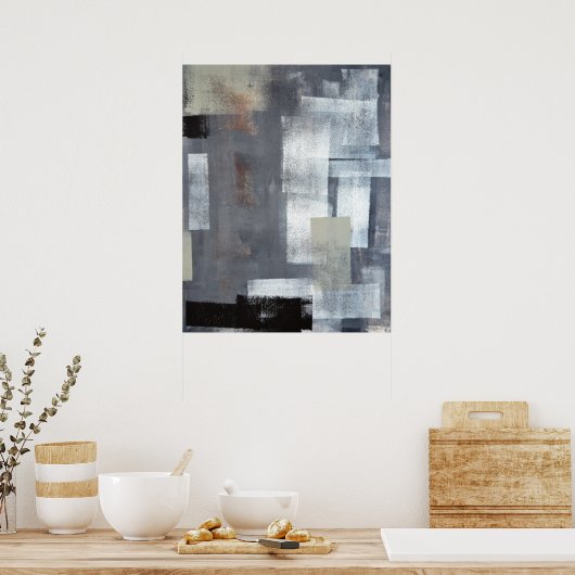 "Stack it Up" Graue und grüne Abstrakte Kunst Poster (Küche)