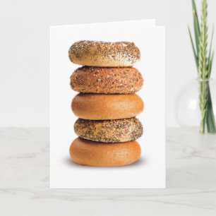 STACK OF BAGELS LOX LIEBE SESAME POPPY SEED JEDES KARTE