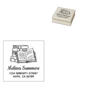 Stack of Books and Open Book Address Gummistempel (Stempel)