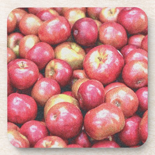 "Stack of Red Apples Fruit" Niedliches Foto. Jetzt Getränkeuntersetzer (Vorderseite)