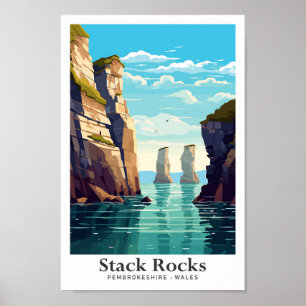 Stack Rocks Pembrokeshire Reisevorführung Poster