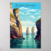 Stack Rocks Pembrokeshire Vintage Reise Poster (Vorne)