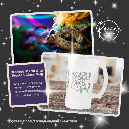 Stacked Mardi Gras Design Frosted Glass Mug Mattglas Bierglas