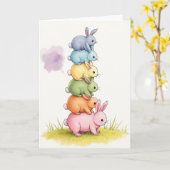 Stacked Pastel Bunnies Card Karte (Gelbe Blume)