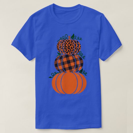 Stacked Pumpkins Leopard Print Pläd Print Fall Au T-Shirt (Design vorne)