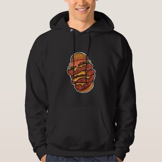 Stacked Spicy Chicken Sandwich With Sauce Illustra Hoodie (Vorderseite)