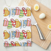 Stacked Teacups Teatime Illustration Geschirrtuch (Viertel Falte)