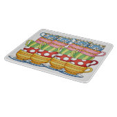 Stacked Teacups Teatime Illustration Schneidebrett (Ecke)