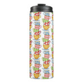 Stacked Teacups Teatime Illustration Thermosbecher (Vorderseite)