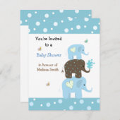 Stacking Elephants Babydusche Einladung (Vorne/Hinten)