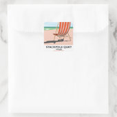 Stackpole Quay Wales Beach Travel Poster Quadratischer Aufkleber (Tasche)